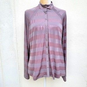 jaime sadock polyester/spandex striped button up shirt jacket shacket size XL